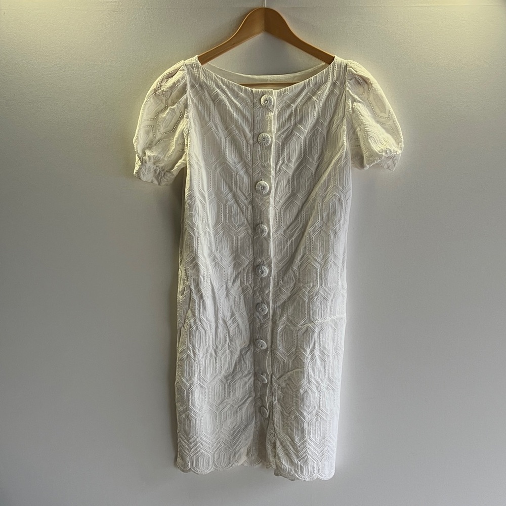 Diane Von Furstenberg White Textured Mini Dress